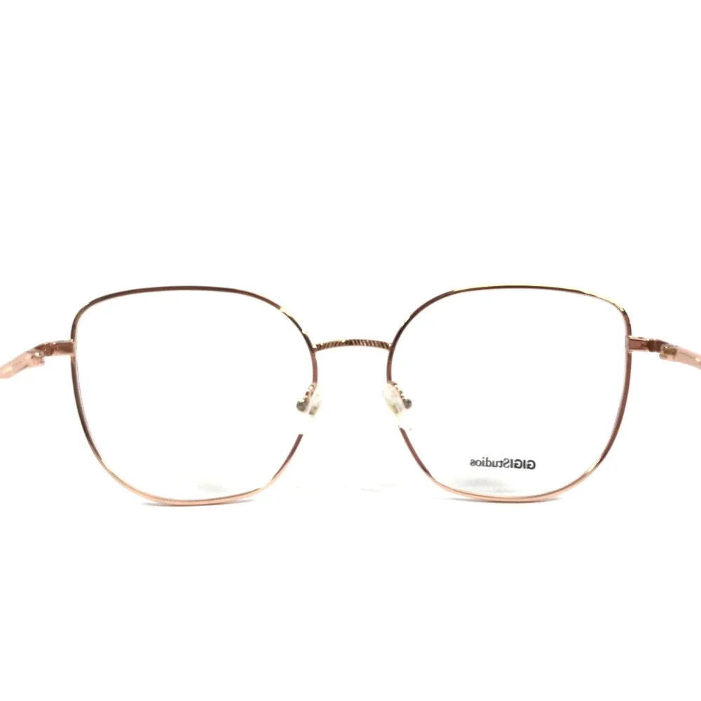 Gigi Studios Eyeglasses Frames LUZIA 64910/6 Brown Rose Gold Cat Eye 54-18-145